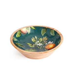 Tazón de Servir Redondo de Diseño Moderno, Esmaltado con Estampado Floral, de Madera de Mango, Biodegradable, Desechable, Apilable y Ecológico para Uso Doméstico - Product Image 1