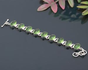 Bracelet en améthyste verte facettée, argent sterling 925, pierre précieuse ovale, lien réglable, bijoux faits à la main, cadeau - Product Image 5