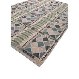 พรมขนสัตว์ลายตารางหมากรุกสีเทาดำแบบทอเรียบ ADWL-13266 ลายเรขาคณิตนามธรรม พรมปูพื้นทรงสี่เหลี่ยมผืนผ้าสำหรับบ้านและทางเดิน - Product Image 2