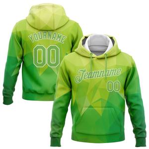 Venta al por mayor y Dropship personalizado cosido Kelly verde neón verde-blanco diseño cálido geométrico deportes pulóver Sudadera con capucha - Product Image 1
