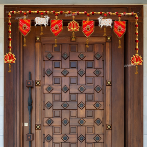 Divyakosh, colgantes de puerta de MDF tradicionales de 38 pulgadas, decoraciones de pared de bienvenida de loto Raani Vertical para festivales Diwali para el hogar - Product Image 2