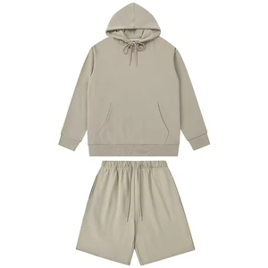 Lightweight Plus Size Hoodie & Shorts <b>Set</b> for Men's Sports Streetwear 100% Cotton Breathable Elastic Waist - Product Image 6