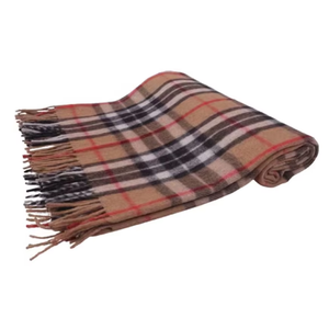 Manta de lana cálida y acogedora Camel Thomson Tartan Tela superventas para uso diario - Product Image 1
