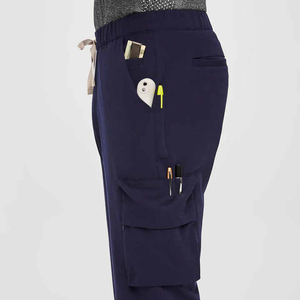 Ensemble d'uniformes médicaux de couleur unie pour hommes vente en gros clinique hôpital médecin salopette col en V mode gommage pharmacie infirmière vêtements - Product Image 5