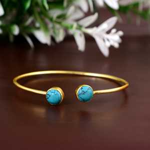 Vente en gros de bracelets pour femmes en argent 925 plaqué or turquoise, perles avec motif de cadenas, diamants, mariages, fêtes chrétiennes - Product Image 5