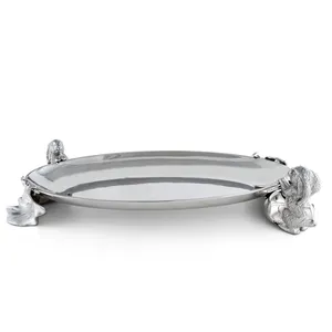 Collection de plateaux en métal au look royal classique tendance, plateau en métal fait main de luxe avec un attrait royal antique, plaqué Zahid Export, sûr - Product Image 4