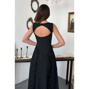 Elisa Fashion <b>Woman</b> <b>Black</b> Dress with Lace Side <b>Skirt</b> - Product Image 5