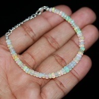 Pulsera de Ópalo Welo Etíope Natural, Plata de Ley 925, Estilo Bohemia, Hecha a Mano, Regalo, Joyería con Cuentas de Ópalo, Pulsera de Piedras Preciosas al por Mayor