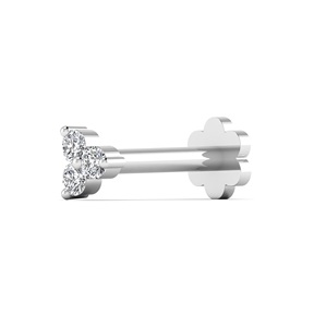 Pin de nariz de diamante natural para mulheres, joia de ouro branco rosa amarelo 14K, com três pedras e corte brilhante - Product Image 5
