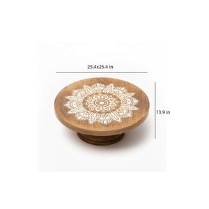 แท่นวางเค้กทำจากไม้จริงทรงกลมทำด้วยมือดีไซน์ลายพิมพ์ลายมะม่วงอาคาเซียราชวงศ์ผู้ผลิตขายส่งที่วางเค้กที่บ้านและของตกแต่ง - Product Image 3