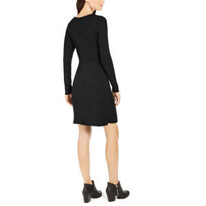 Robe pull décontractée côtelée pour femme Style & Co, coupe trapèze, noire, taille M, hiver & été, en laine et élasthanne, taille naturelle - Product Image 2