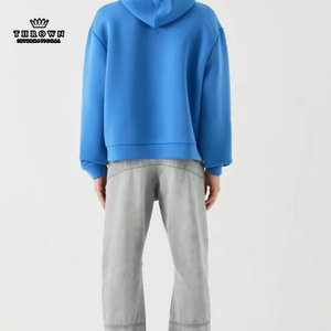 Unisex Royal Korean Pullover Hoodie Solid <b>Thick</b> High Quality 100% Cotton Knitting OEM <b>Fleece</b> Washed Technique Print Winter - Product Image 5