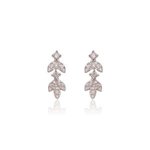 Boucles d'oreilles pendantes en argent 925 avec zircone cubique plaqué or, design géométrique diamant pour mariage ou fête - Product Image 3