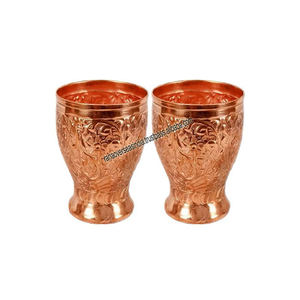 Premium Quality Embossed Copper Tumblers Hand Made Embossed Copper <b>Water</b> <b>Glasses</b> for Health Beneficial - Product Image 1