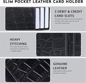 Porte-cartes en cuir véritable Porte-cartes haut de gamme et élégant Compartiment pour cartes et devises - Product Image 4