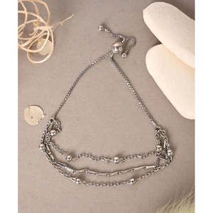 Bracelet multi-chaînes en argent pur 925 CLARA, plaqué or rhodié, pour fêtes, mariages, cadeaux, avec diamant et perle - Product Image 2