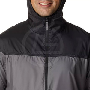 Veste coupe-vent à capuche pour hommes avec poignets élastiques et veste coupe-vent imperméable pour hommes avec fermeture éclair sur le devant - Product Image 5