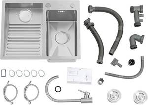 Fregadero Multiusos de Acero Inoxidable, Diseño Moderno, Cuadrado, de una Sola Tina, con Tres Orificios - Product Image 6