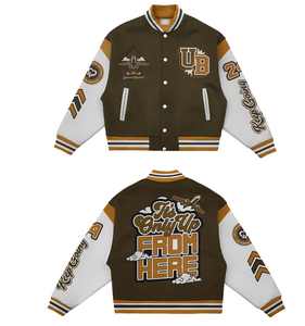 Chaqueta de Cuero PU Personalizada con Estampado Corto y Ajuste Entallado, Estilo Bomber Universitario, Color en Contraste, Nueva Colección Otoño 2025 para Mujer - Product Image 3