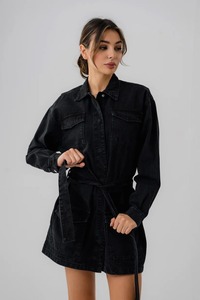 ชุดเดรสยีนส์สำหรับผู้หญิงชุดเดรสยีนส์สีทึบสำหรับ2025 - Product Image 3