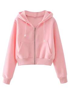 Gris oscuro Casual de manga larga de poliéster liso con cremallera embellecido no elástico PRIMAVERA/otoño mujeres sudaderas - Product Image 3