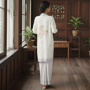 2025 Viral Modest Vintage Embroidered Kebaya <b>Cardigan</b> Eco-Friendly Geometric Pattern Printed Cey Crepe Ironless Ready Stock - Product Image 4