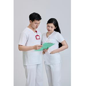 Ensemble de blouses médicales unisexes fabriquées au Vietnam, WFX-CVC, 45% polyester, 3% élasthanne, tissu à détection d'aiguilles, 52% coton, FMF - Product Image 2