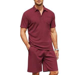 Conjuntos Cortos de Algodón Grueso para Hombre, Camisetas con Logotipo Personalizado, Transpirables, de Secado Rápido, Estilo Vintage, Talla Grande, Otoño, Pakistán - Product Image 2