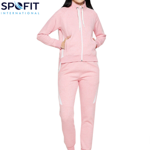 Conjunto de sudadera de dos piezas para mujer de talla grande más demandada, venta al por mayor, ropa deportiva, pantalones de chándal con cremallera, color personalizado - Product Image 1