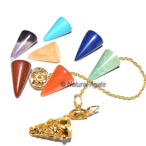 Achetez des produits de méditation et de thérapie de guérison personnalisés, pierres de chakra en bois de rose, pierres de chakra taillées à la main avec des pendules de chaîne de chakra - Product Image 5