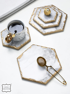 Modern White Natural Marble Stone Coasters Set <b>Polished</b> Ceramic Coffee Cup Drink Coasters Customizable for Table Party - Product Image 6