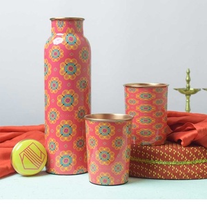 Botella de agua de cobre puro elegante ágata impresa para uso diario - Product Image 5