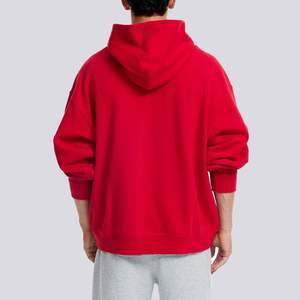 Sudadera con capucha de algodón 100% para hombre de gran tamaño con estampado de alta densidad estilo de cuello abullonado con bolsillo frontal patrón sólido para invierno - Product Image 3