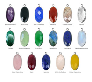 Colgante facetado ovalado infundido de cobre chapado en oro, colgante de piedra preciosa hecho a mano para hacer collares - Product Image 3