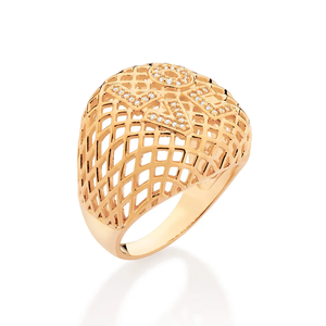 แหวนรักชุบทองคลาสสิกสำหรับผู้หญิงพร้อมคอลเลกชันเครื่องประดับแฟชั่นเพชรสีขาวที่มีรูปทรงความรัก - Product Image 1