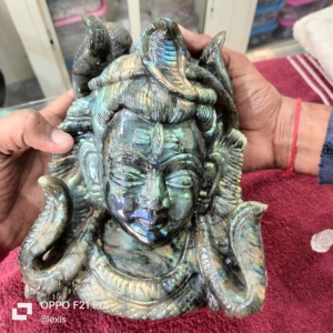 Hand Carved Labradorite Shiva Idol Figurine Buddha Theme Crystal Decoration <b>Art</b> Collectible Relief Sculpture - Product Image 2
