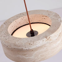Pendentif en travertin naturel de style Wabi-sabi vintage, LED blanc chaud, décoration moderne rétro pour la maison, hôtel, restaurant, chambre à coucher, chevet, pierre
