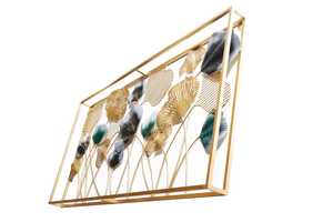 Vente chaude Moderne Feuille Fleur Double Cadre En Métal Mur Art Ginkgo Feuille À La Main Tenture Salon Chambre Anniversaire Mariage - Product Image 6