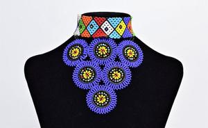 Traditional African Handmade Choker Necklace Ancient Ethnic Princess Tribal Beaded <b>Green</b> Bib Statement Necklaces <b>Jewelry</b> - Product Image 6