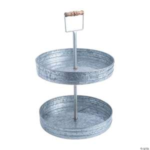 Bandeja de servicio de metal de 2 niveles hecha a mano de diseño moderno Bandeja de diseñador redonda ecológica-Venta al por mayor - Product Image 1