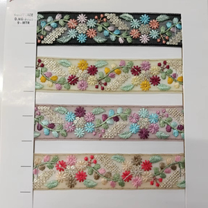 Adorno de organza suave con patrón geométrico con bordado de lentejuelas de perlas, adorno de bordado de borde con cuentas para accesorios de ropa - Product Image 1