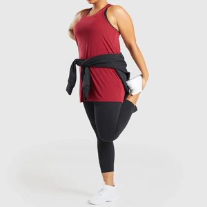 Logo personnalisé dames Fitness Yoga entraînement sans manches débardeurs femmes débardeur couleur unie grande taille, coton/fibre de bambou - Product Image 6