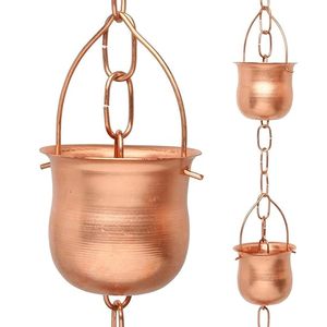 Chaîne de pluie en métal plaqué cuivre brillant Conception personnalisée pour une utilisation décorative de jardin extérieur Chaîne de pluie en cuivre de haute qualité - Product Image 6