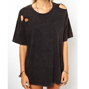 เสื้อยืดมีรูขาดเร็วสำหรับผู้หญิงเป็นมิตรกับสิ่งแวดล้อมดีไซน์พิเศษ - Product Image 3