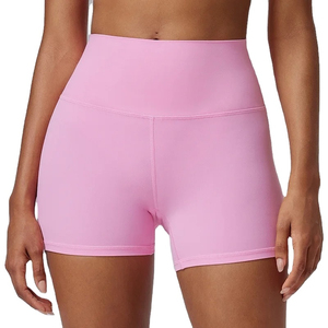 2025 pantalones cortos de gimnasio para correr para mujer, transpirables, de algodón y poliéster, teñidos lisos, a prueba de viento, de secado rápido a la venta - Product Image 5