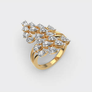 14Kt Jaune/Blanc/Or Rose Fantaisie Diamant Bague de Fiançailles Lab-Grown Poire Forme VS Clarté Incrustation Élégant Mode Bijoux Femmes - Product Image 2