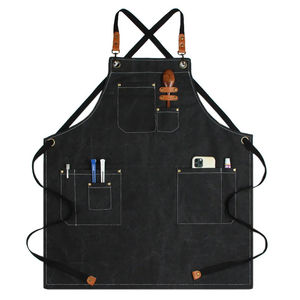 Tabliers bavoirs de cuisine à sangle réglable Logo personnalisé Polyester imperméable couleur unie taille coton gilet sans manches - Product Image 2