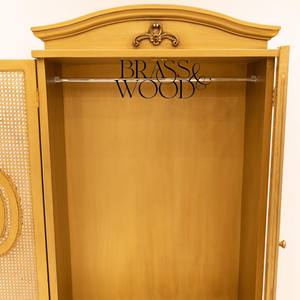 ตู้เสื้อผ้าทองคำสุดหรูหราสไตล์ราชวงศ์ พร้อมประตูสานหวายอย่างประณีต และลายดอกไม้แกะสลักด้วยมือ สำหรับเฟอร์นิเจอร์ห้องนอนในพระราชวัง - Product Image 6