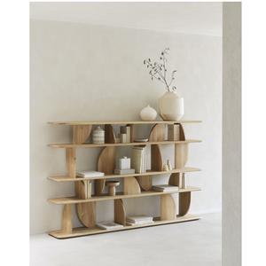 Organizador de almacenamiento de madera de acacia para sala de estar, estante de exhibición, estantería de escritorio de madera ajustable - Product Image 6