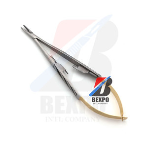 Pinces droites manuelles porte-aiguille Castroviejo de couleur demi-or pour usage chirurgical - Product Image 1